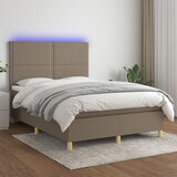 The Living Store Box spring postelja z vzmetnico LED taupe 140x190 cm blago - Box Spring Postelja, (21520471) Cene