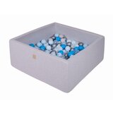 MeowBaby Square Ball Pool, 90x90x40 cm z 200 žogami, bombaž, svetlo siva: modra/prozorna/srebrna, (21333818) | Shoptok.si