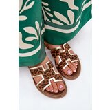 Zazoo Leather Flat Slippers With Panther Print | Shoptok.si