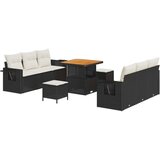  Set vrtnih sofa od 9 dijelova s jastučićima Crni poli ratan akacija Set od 3 dijela za vrt s jastučićima Crni poli ratan akacij | shoptok.hr
