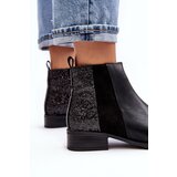 Boto Women's Ankle Boots Flat Heel With Sequins Black Messio | ePonuda.com