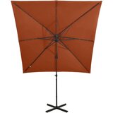  Vrtni senčnik z LED lučkami terakota 250 cm | Shoptok.si