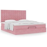 vidaXL Otomanski posteljni okvir z vzmetnicami roza 180x200cm žamet | Shoptok.si