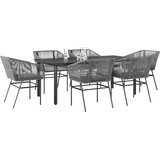  7-dijelni vrtni blagovaonski set s jastucima poliratan i staklo Siva 200 x 100 x 74 cm | shoptok.hr