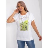 Fashion Hunters White and light green blouse plus size with print Cene