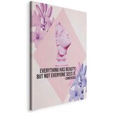  Slika - Beauty in the Eyes - Inspirational Quote with Pink Bust and Flowers 80x120 Na talijanskom platnu | shoptok.hr