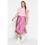 Trendyol Curve Plus Size Skirt - Pink - Midi Cene