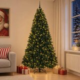  Umjetno božićno drvce tamnozeleno s kuglicama 270 cm - Tamnozelena Ø 128 x 270 cm s 300 LED dioda i crnim lopticama | shoptok.hr