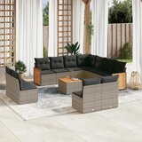 Maison Chic Seti vrtnega pohištva - Vrtna garnitura - Vrtni pohištvo set 12-delna z blazinami siva poli ratan, (21809978) | Shoptok.si