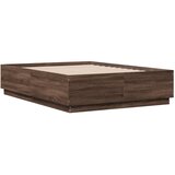  Okvir za krevet s LED svjetlima boja hrasta 135 x 190 cm drveni | Eponuda.com