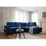 Miuform Tamno plava sklopiva kutna garnitura od samta (s desnim kutom) Lofty Lilly – | shoptok.hr
