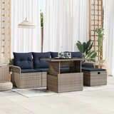 Vrtna sedežna garnitura z blazino 6 pcs Siva Poly ratan, (5000144140) | Shoptok.si