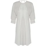 Trendyol White*001 Plain Regular Midi Woven Lace Detail 100% Cotton Dress