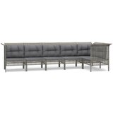 Maison Chic Seti vrtnega pohištva - Vrtna garnitura - Vrtni pohištvo set 6-delna z blazinami siv poli ratan, (21806424) | Shoptok.si