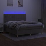  Krevet box spring s madracem LED smeđesivi 180x200 cm tkanina | shoptok.hr