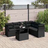  7-dijelni set vrtnih sofa od poliratana s jastucima crni | shoptok.hr