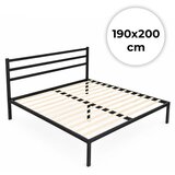 ModernHome metalni krevet 190 × 200 cm sa podnicom i uzglavljem, crni Cene