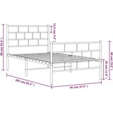 vidaXL Kovinski posteljni okvir z vzglavjem in vznožjem črn 90x200 cm | Shoptok.si