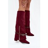 Boto Women's Slip-On Boots with Block Heel and Decorative Strap Bordeaux Jolivine | shoptok.hr