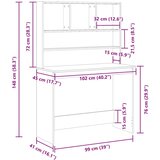  Radni stol s policama Crni hrast 102x45x148 cm Konstruirano drvo | shoptok.hr