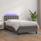 vidaXL Box spring postelja z vzmetnico LED siv 90x190 cm ume | Shoptok.si