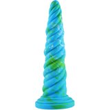 HiSmith HSD35 Awl Shape Silicone Dildo Suction Cup 10.12" Blue-Green Cene