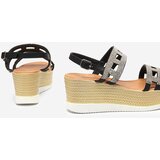 Resti Black women's sandals with zircons on a wedge Masewi - Footwear | ePonuda.com