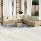 vidaXL 10-dijelni set vrtnih sofa s jastucima bež od poliratana Cijene