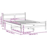vidaXL Posteljni okvir brez vzmetnice bel 135x190 cm trdna borovina | Shoptok.si