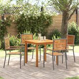  Vrtni set za objed 5 kom. Siva Čvrsto drvo akacije 85 x 85 x 74 cm | shoptok.hr