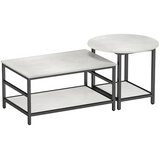  Set stolića za kavu 2 pomoćna stolića mramorni izgled podesive noge čelik crno/bijelo | shoptok.hr