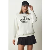 Happiness İstanbul Women's White Embroidery Raised Knitted Sweatshirt