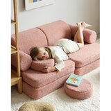 Wigiwama Rožnata otroška sedežna garnitura iz tkanine bouclé 132 cm Settee – | Shoptok.si