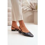 Boto Glossy Ballerinas On Low Heel With Open Heel Black Kairael | Shoptok.si