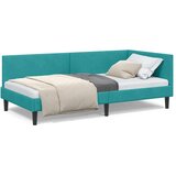 vidaXL Kotna postelja Turkizna 90 x 200 cm Samet in sodobno leseno | Shoptok.si