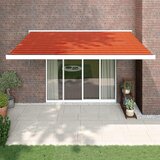 vidaXL Zložljiva tenda oranžna in rjava 4,5x3 m blago in aluminij Cene