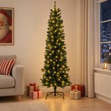  Umjetno vitko božićno drvce 210 cm 300 LED lampica Topla bijela | shoptok.hr