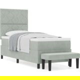 vidaXL Box Spring Postelja z Vzmetnico & Klopjo Svetlo Siva 80x200 cm Pliš | Shoptok.si