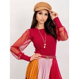 Fashion Hunters Blouse in wine RUE PARIS with mesh sleeves | Shoptok.si