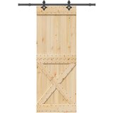 vidaXL Drsna vrata s kompletom vodil 85x210 cm trdna borovina | Shoptok.si