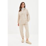 Trendyol Beige Zippered Stand Up Collar Knitted Both Smoked Tracksuit Set | shoptok.hr