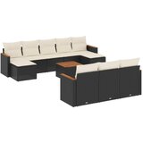 Maison Chic Seti vrtnega pohištva - Vrtna garnitura - Vrtni pohištvo set 11-delna z blazinami črn poli ratan, (21819392) | Shoptok.si