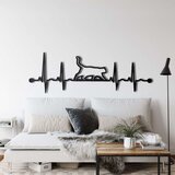 Wallxpert metalni zidni ukras 5046, mačka na liniji otkucaja srca, 75 x 26 cm, crni | Eponuda.com