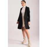 armonika Women's Black Tie Long Cachet Coat
