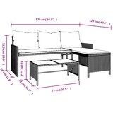  Vrtna sofa L-oblika sa stolom i jastucima crna od poliratana | shoptok.hr