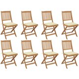 The Living Store Zložljivi zunanji stoli z blazinami 8 kosov trden akacijev les - Zunanji Stol, (21484210) | Shoptok.si