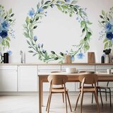  Foto tapeta - Romantic wreath - plant motif with blue flowers and leaves 100x70 | shoptok.hr