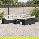 vidaXL 10-dijelni set vrtnih sofa s jastucima crni od poliratana | shoptok.hr