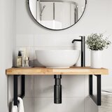  Zidna polica za umivaonik od čelika i masivnog bagremovog drva Smeđa 100 x 60 x 4 cm | shoptok.hr