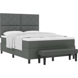 vidaXL Vzmetnica za posteljo z vzmetnico in klupo temno siva 140x190 cm tkanina, (22083215) | Shoptok.si